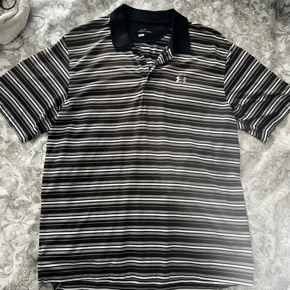 Under Armour Men's Striped Polo Shirt - Black and White